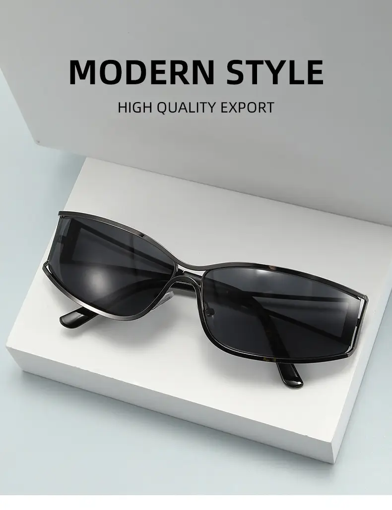 Women's Hollow Metal Y2K Sunglasses European American Retro Narrow Frame Street Shot Glasses — feature 2