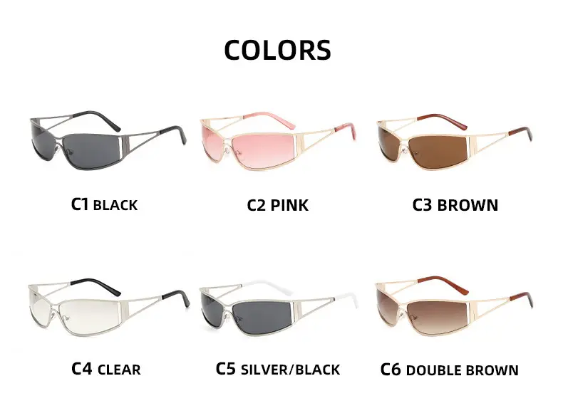 Women's Hollow Metal Y2K Sunglasses European American Retro Narrow Frame Street Shot Glasses — feature 8