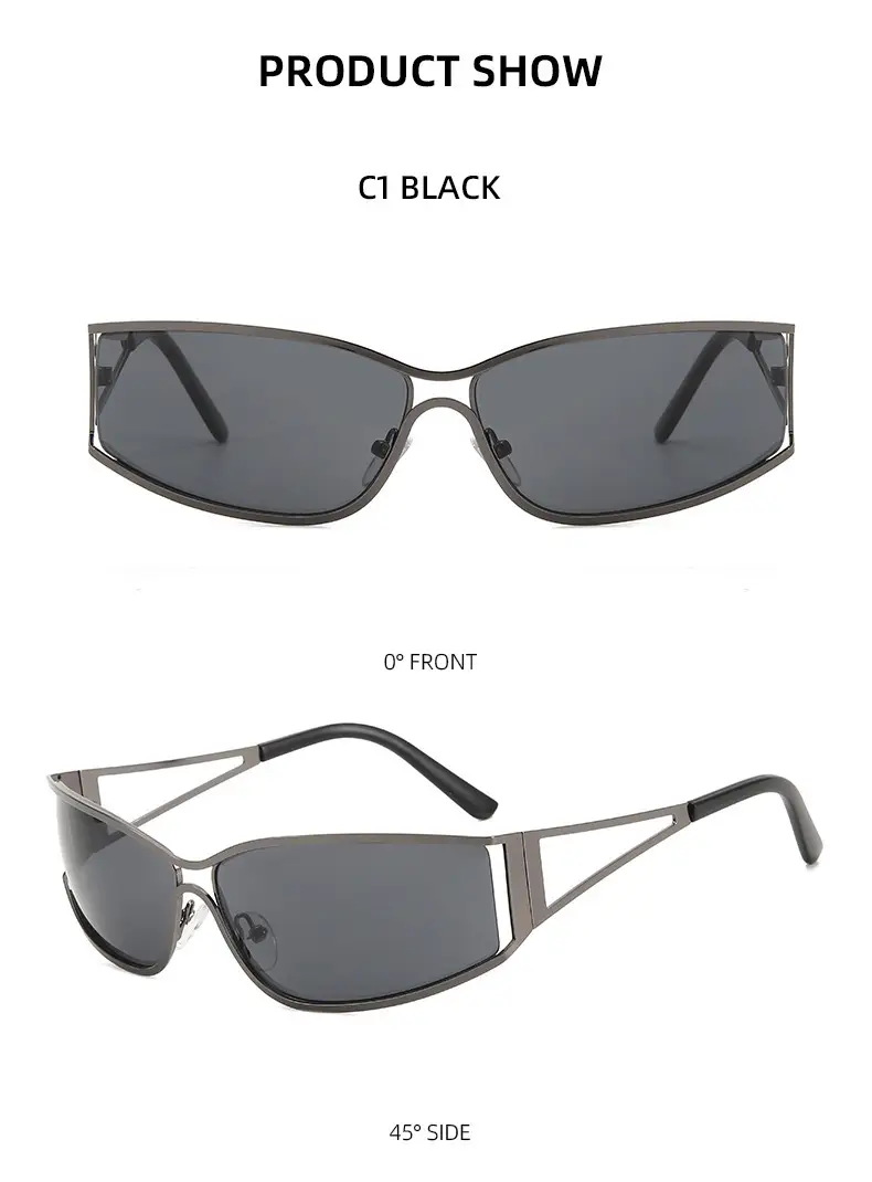 Women's Hollow Metal Y2K Sunglasses European American Retro Narrow Frame Street Shot Glasses — feature 9