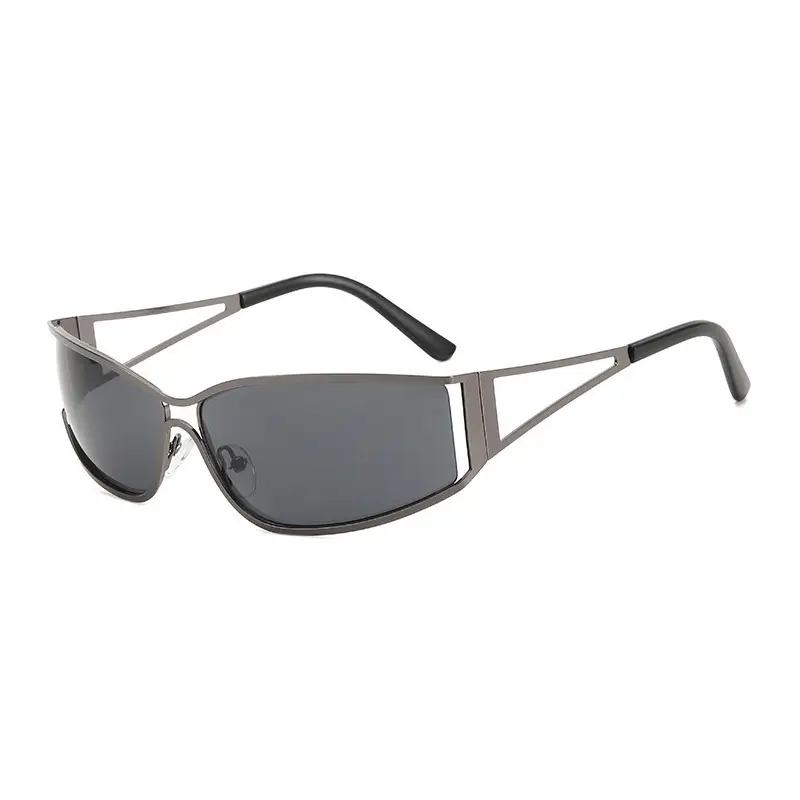 Women's Hollow Metal Y2K Sunglasses European American Retro Narrow Frame Street Shot Glasses