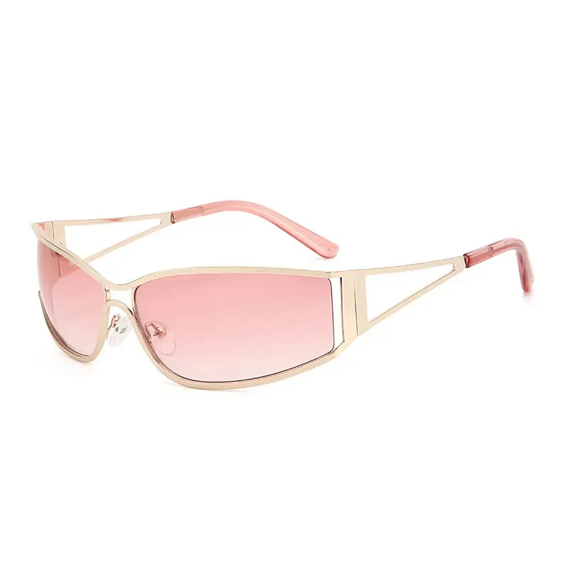 Women's Hollow Metal Y2K Sunglasses European American Retro Narrow Frame Street Shot Glasses - Image 5