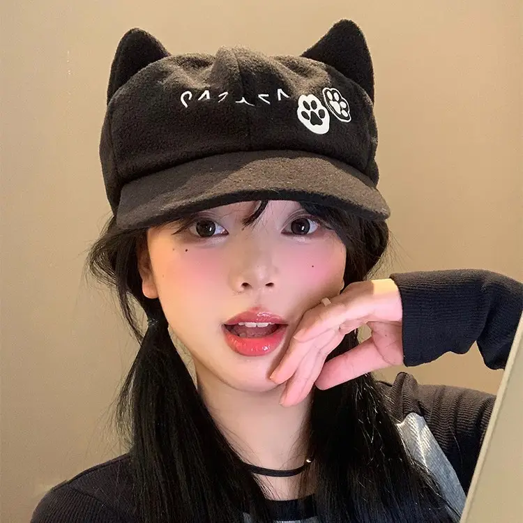 Cute Cat Ears Baseball Cap Women Black Y2K Subculture Hat - Image 2