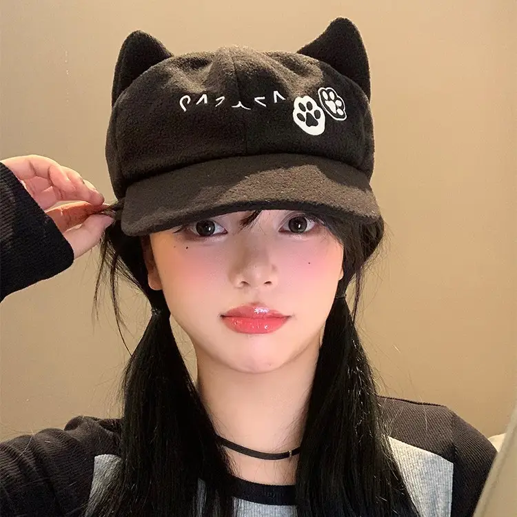 Cute Cat Ears Baseball Cap Women Black Y2K Subculture Hat - Image 3