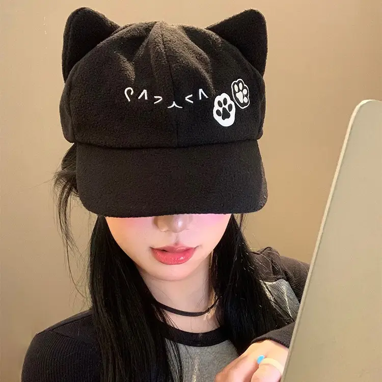Cute Cat Ears Baseball Cap Women Black Y2K Subculture Hat - Image 5