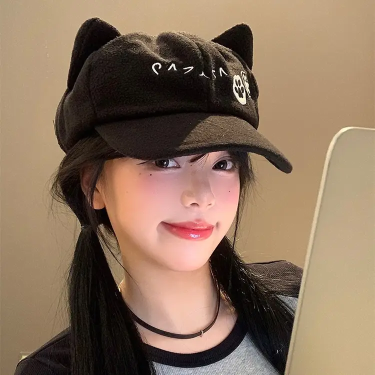 Cute Cat Ears Baseball Cap Women Black Y2K Subculture Hat - Image 6