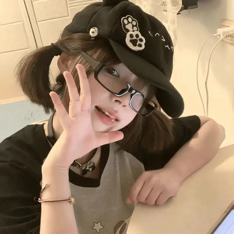 Cute Cat Ears Baseball Cap Women Black Y2K Subculture Hat — feature 3