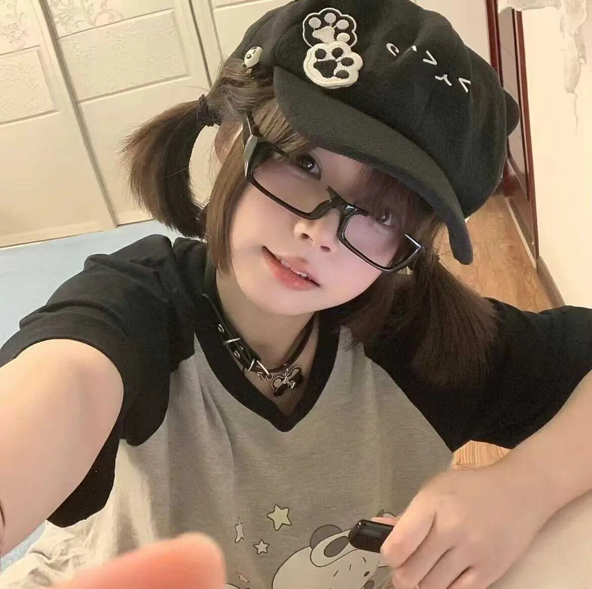 Cute Cat Ears Baseball Cap Women Black Y2K Subculture Hat — feature 8