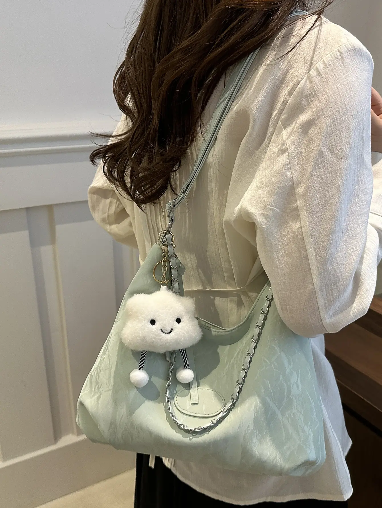 Pink Soft Leather Shoulder Bag for Women - Image 7