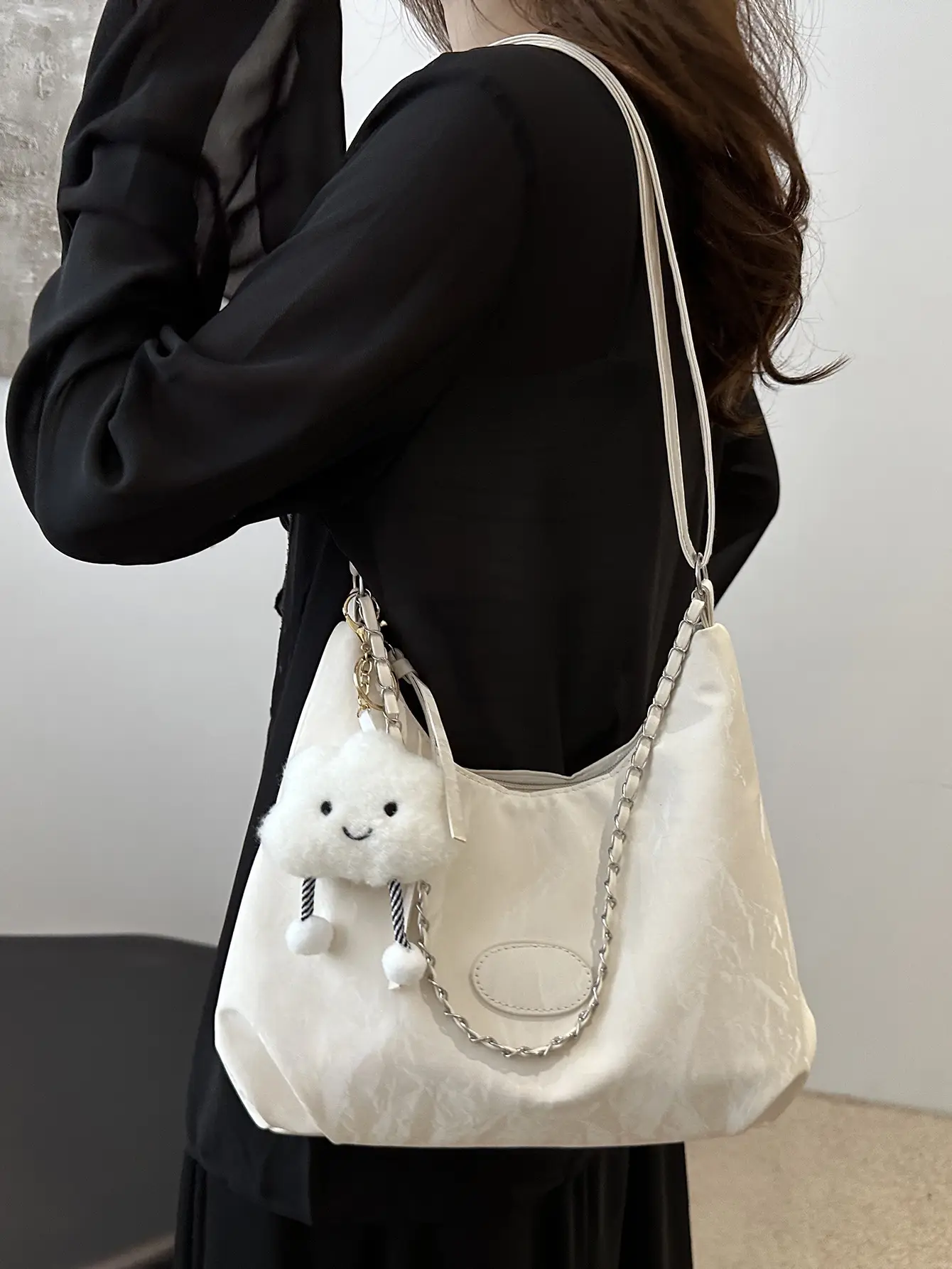 Pink Soft Leather Shoulder Bag for Women - Image 9