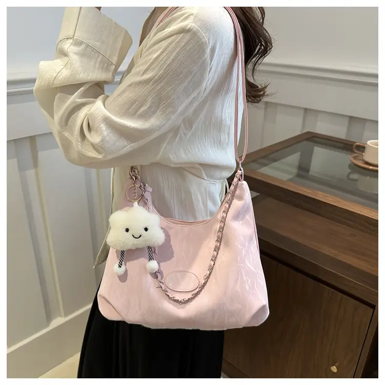Pink Soft Leather Shoulder Bag for Women — feature 11