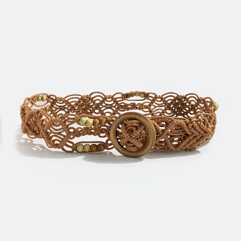 Bohemian Belt with Wooden Buckle & Black Beads - Image 7