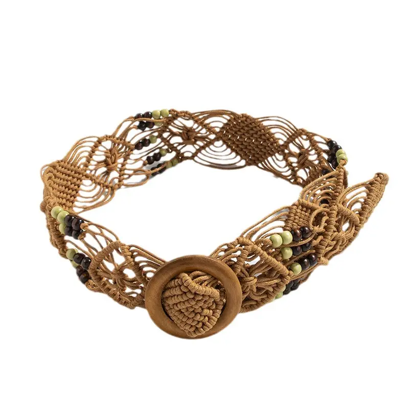 Bohemian Belt with Wooden Buckle & Black Beads - Image 10