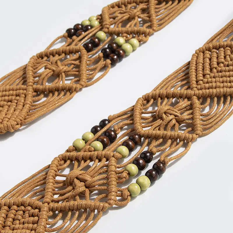 Bohemian Belt with Wooden Buckle & Black Beads — feature 10