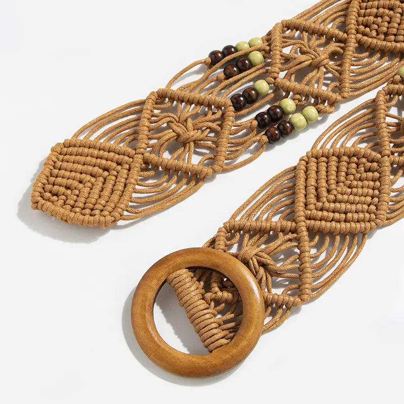 Bohemian Belt with Wooden Buckle & Black Beads — feature 11