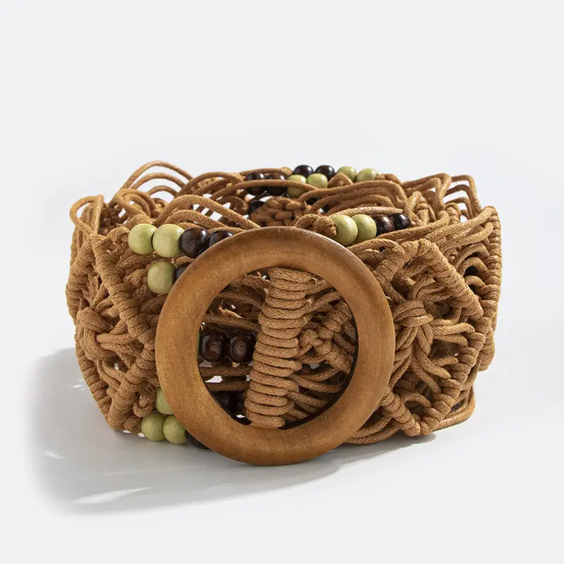 Bohemian Belt with Wooden Buckle & Black Beads — feature 8
