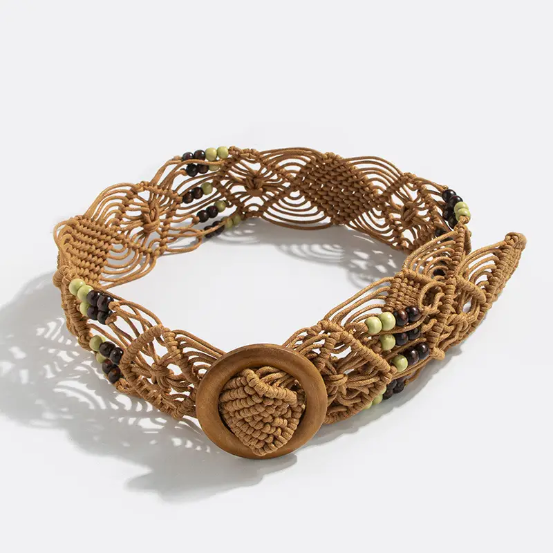 Bohemian Belt with Wooden Buckle & Black Beads — feature 9