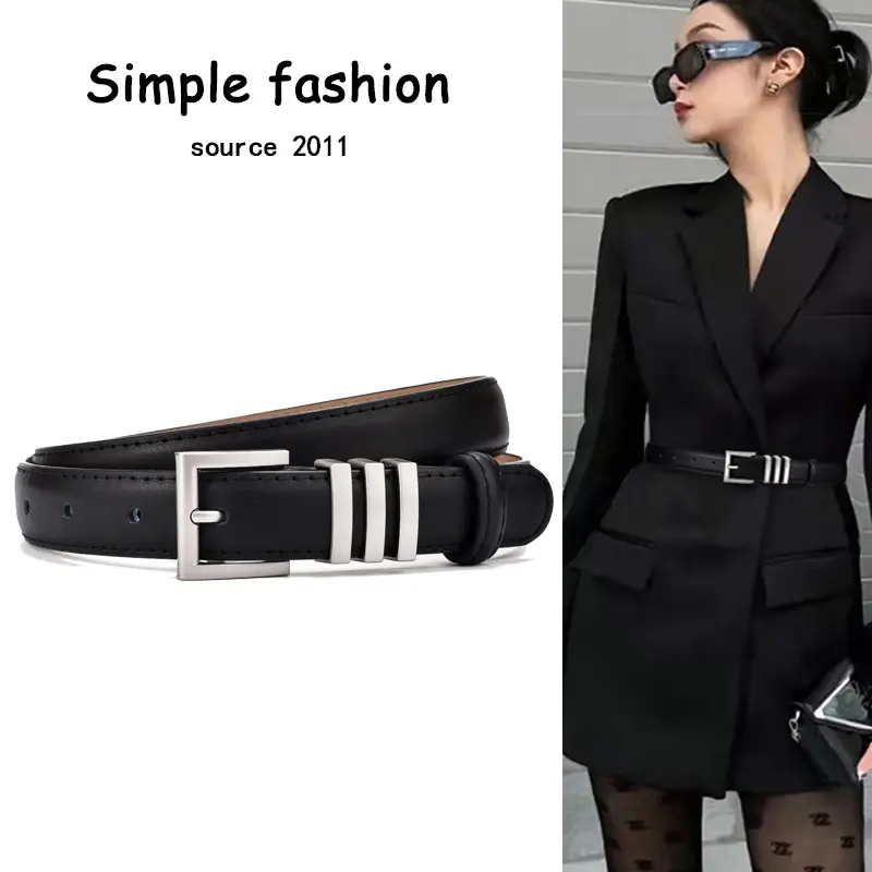 Women Genuine Leather Belt Niche Design Black Casual - Image 3
