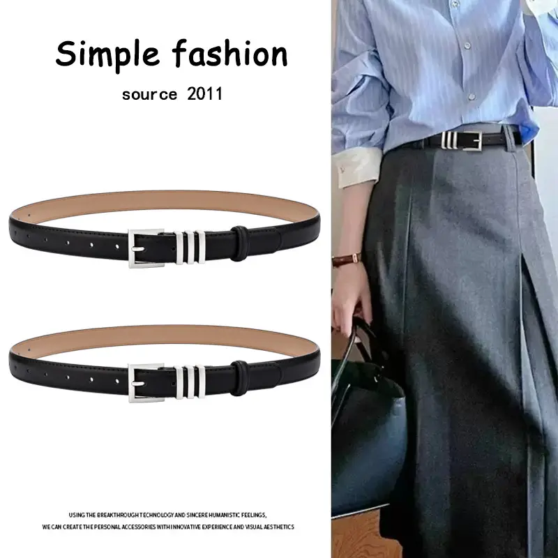 Women Genuine Leather Belt Niche Design Black Casual - Image 4