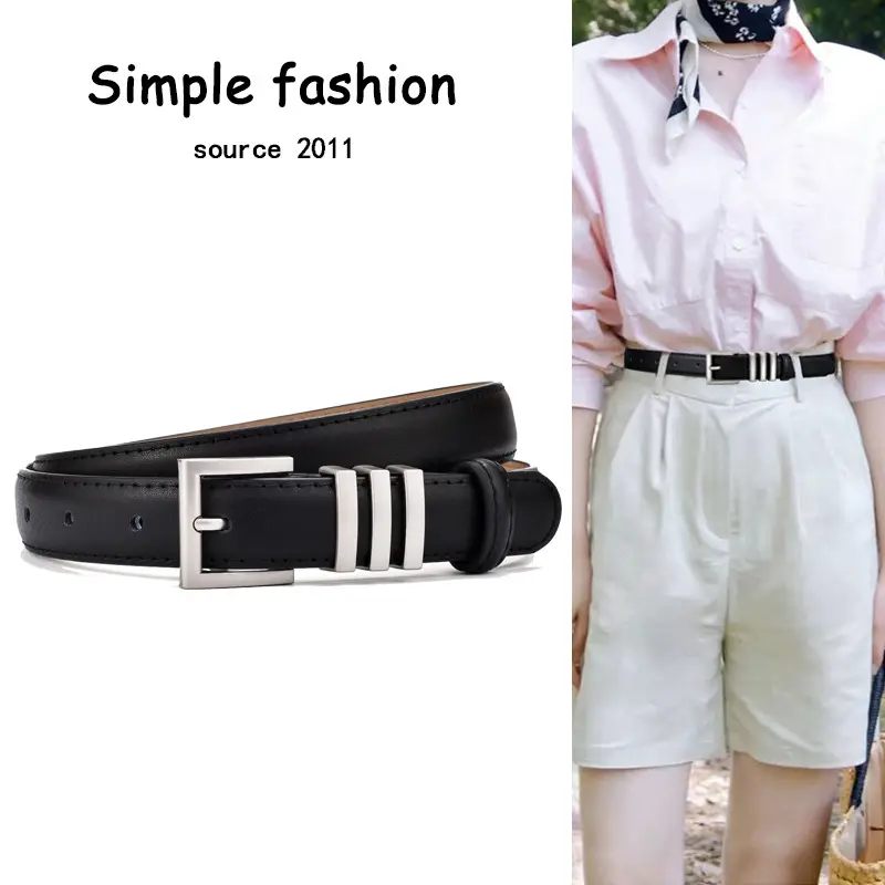 Women Genuine Leather Belt Niche Design Black Casual - Image 5