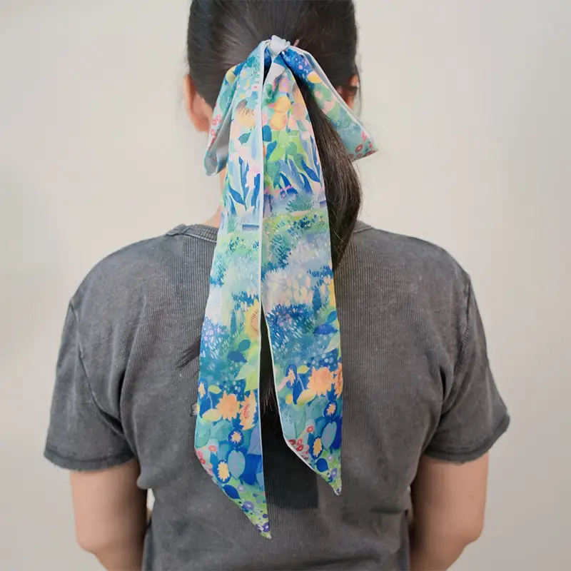 Green Silk Scarf for Women High-end Fashion Elegant Belt