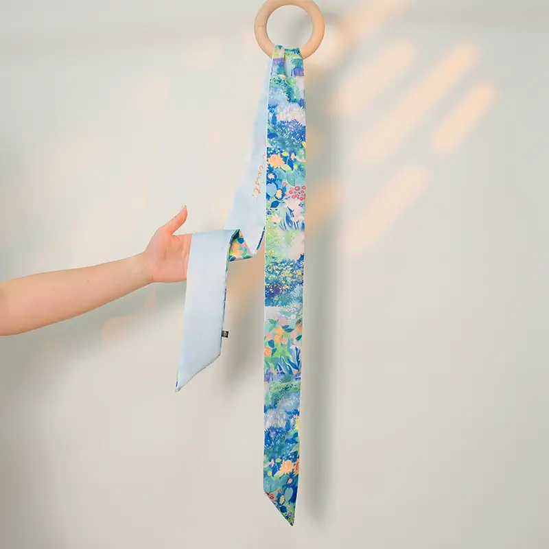 Green Silk Scarf for Women High-end Fashion Elegant Belt