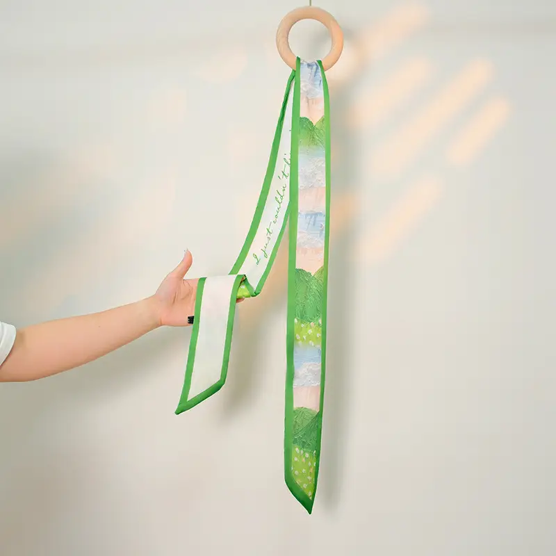 Green Silk Scarf for Women High-end Fashion Elegant Belt