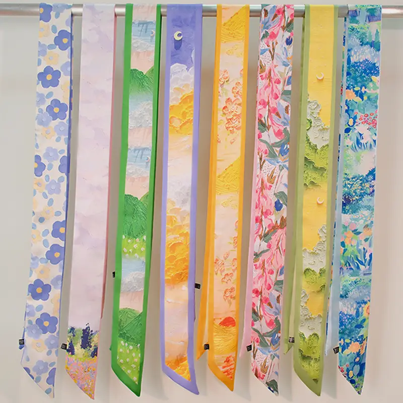 Green Silk Scarf for Women High-end Fashion Elegant Belt