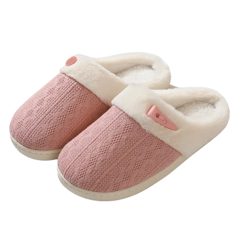 Cross-border Wholesale Cotton Slippers Baotou Couple Men's and Women's Warm Flat Slippers Daily Home Plush Soft Bottom for Hair