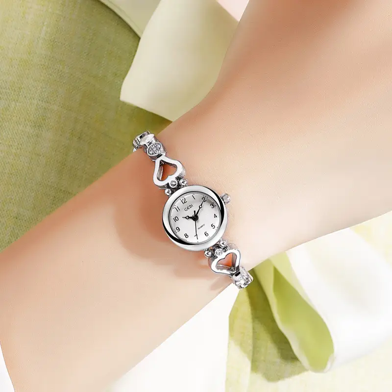 Gold Women's Quartz Watch with Crystal Bracelet