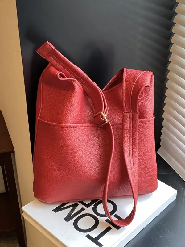 Women's Beige Leather Shoulder Messenger Bag 2024 New Large Capacity