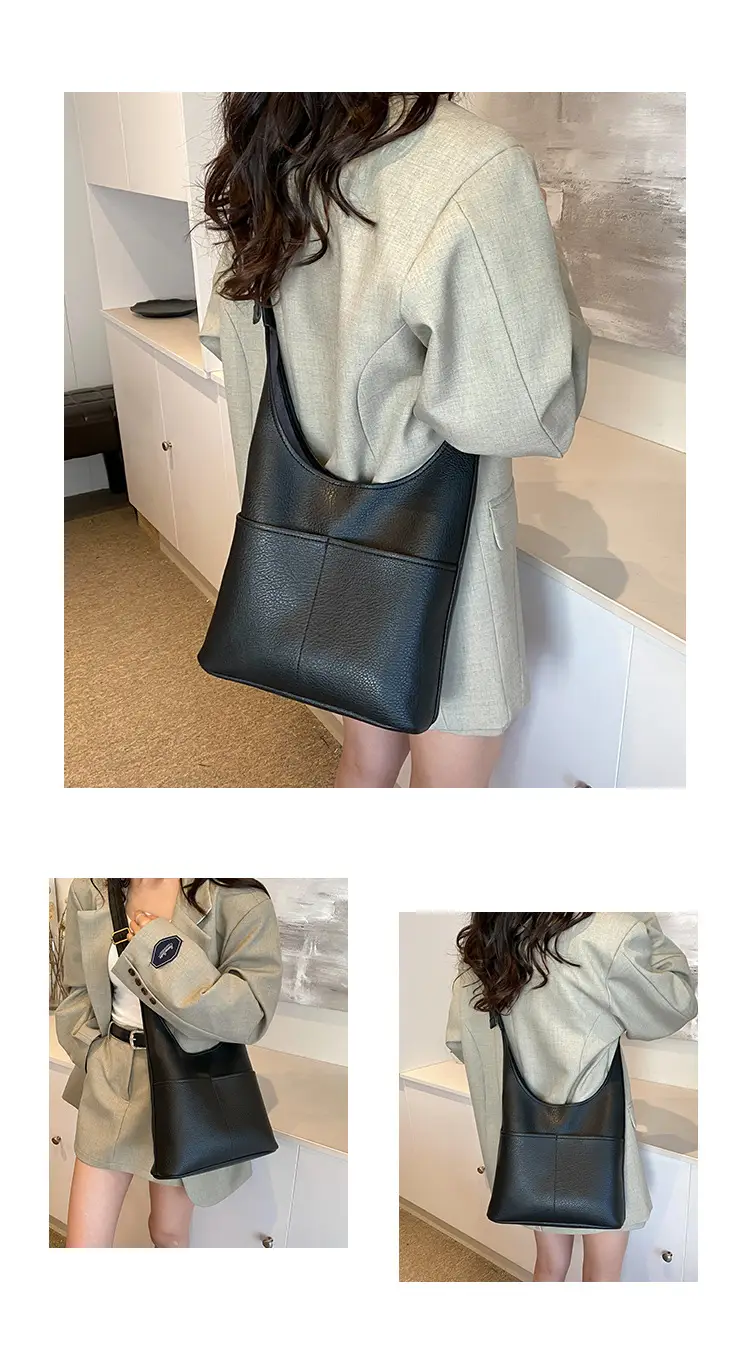Women's Beige Leather Shoulder Messenger Bag 2024 New Large Capacity — feature 12