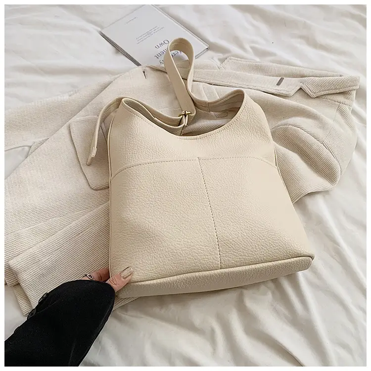 Women's Beige Leather Shoulder Messenger Bag 2024 New Large Capacity — feature 16