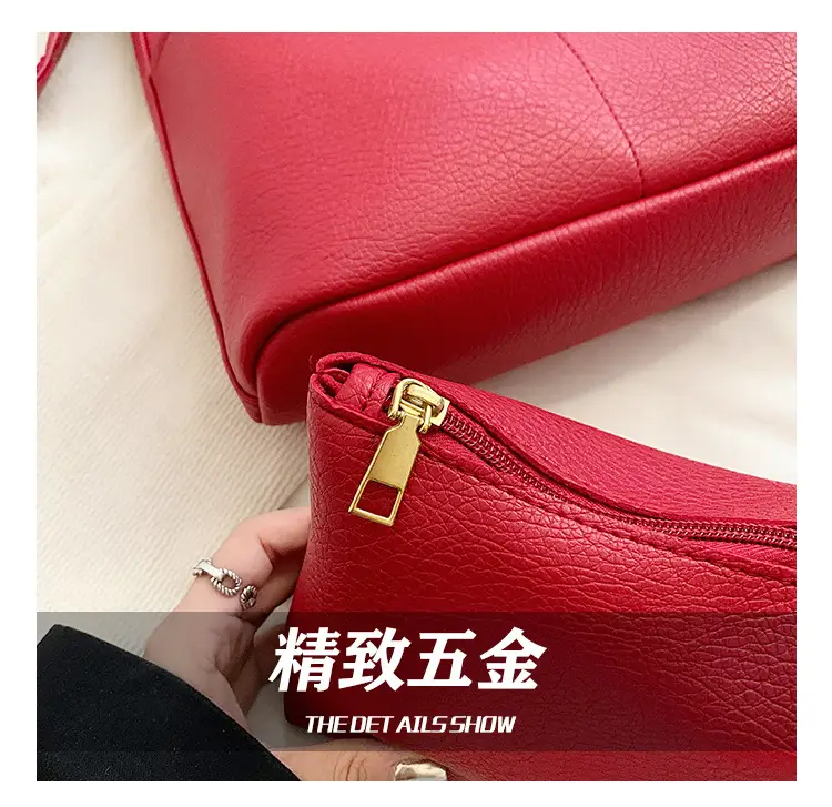 Women's Beige Leather Shoulder Messenger Bag 2024 New Large Capacity — feature 5