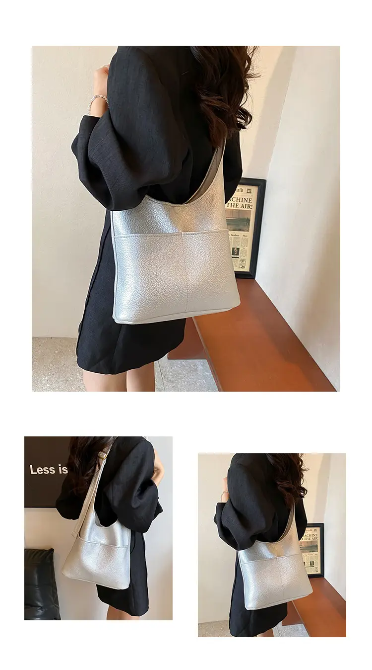 Women's Beige Leather Shoulder Messenger Bag 2024 New Large Capacity — feature 9