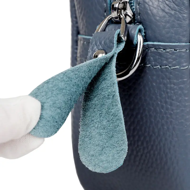 Women's Blue Crossbody Bag with Wide Ribbon Strap