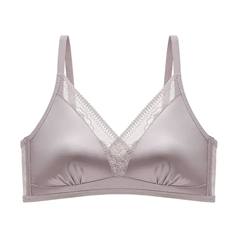 French Style Lace Traceless Underwear Women's Push-Up Anti-Sagging Thin Satin Small Chest Large - Image 9
