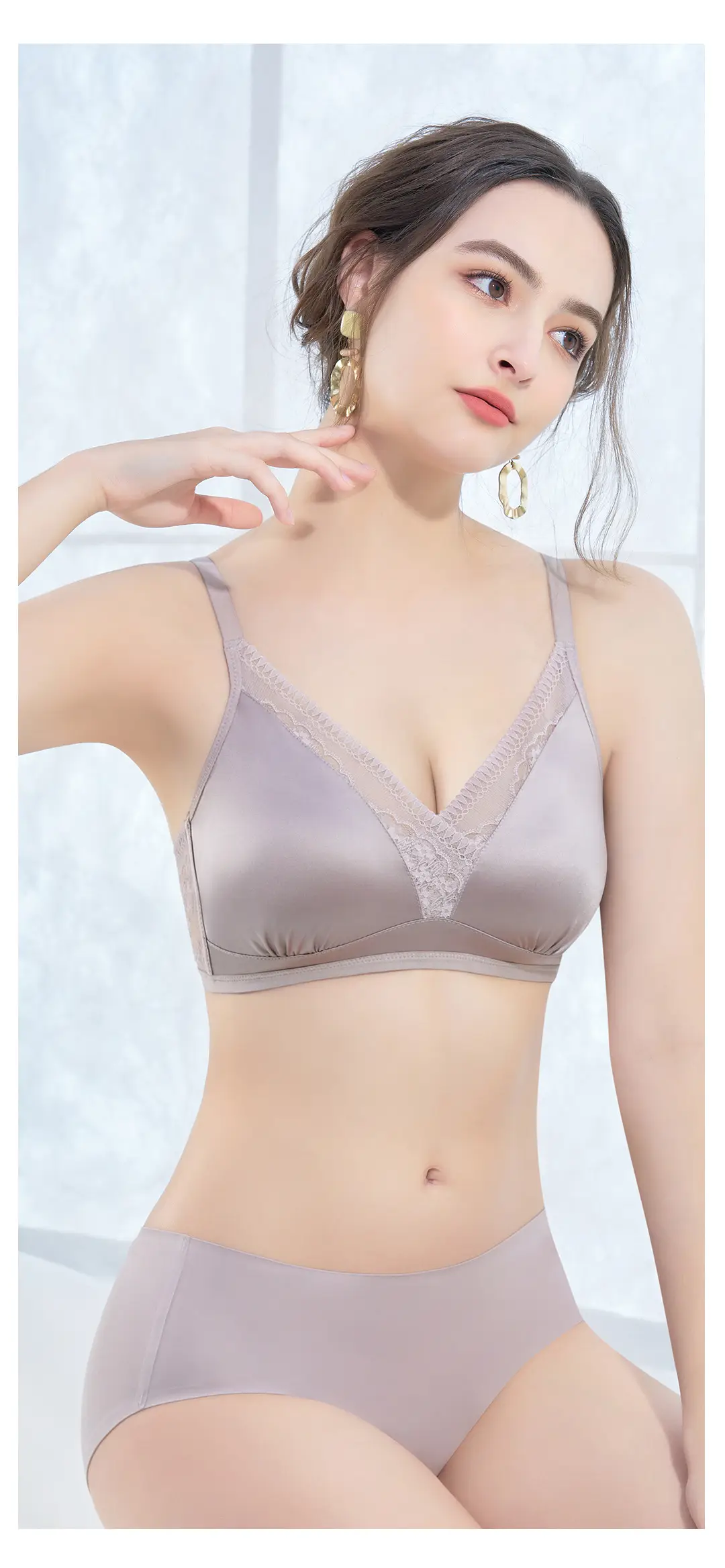 French Style Lace Traceless Underwear Women's Push-Up Anti-Sagging Thin Satin Small Chest Large — feature 24