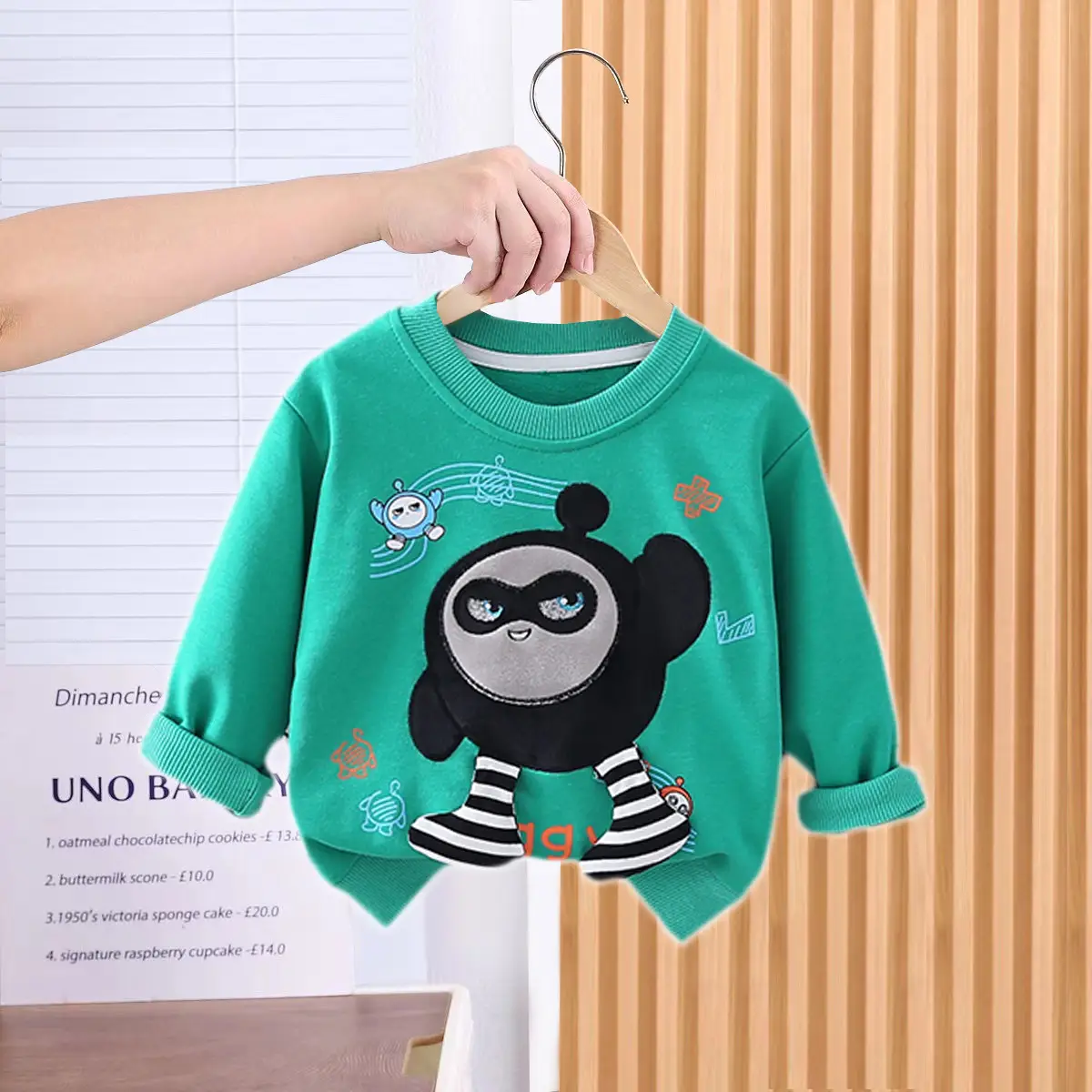 Boys Cotton Long Sleeve T-Shirt Blue UNO D Design — feature 1