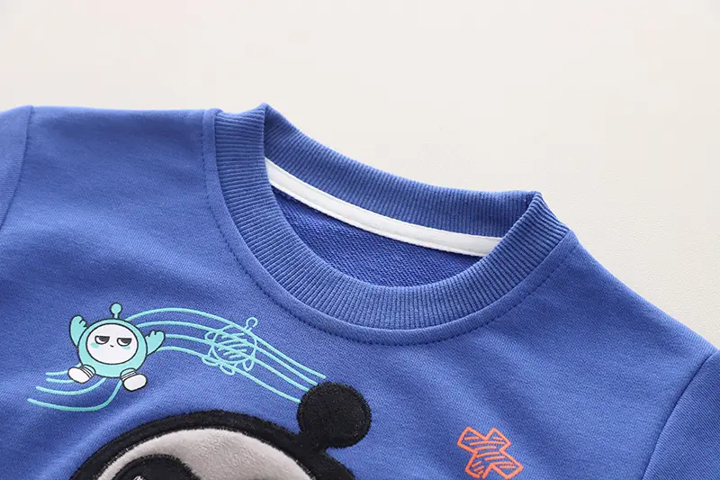 Boys Cotton Long Sleeve T-Shirt Blue UNO D Design — feature 12