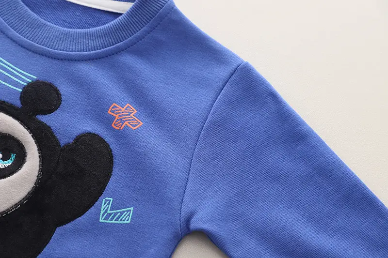 Boys Cotton Long Sleeve T-Shirt Blue UNO D Design — feature 13