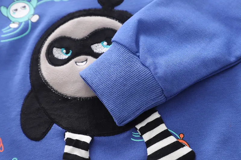 Boys Cotton Long Sleeve T-Shirt Blue UNO D Design — feature 15