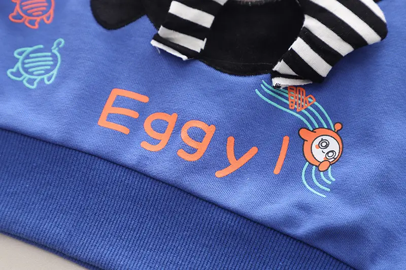 Boys Cotton Long Sleeve T-Shirt Blue UNO D Design — feature 17
