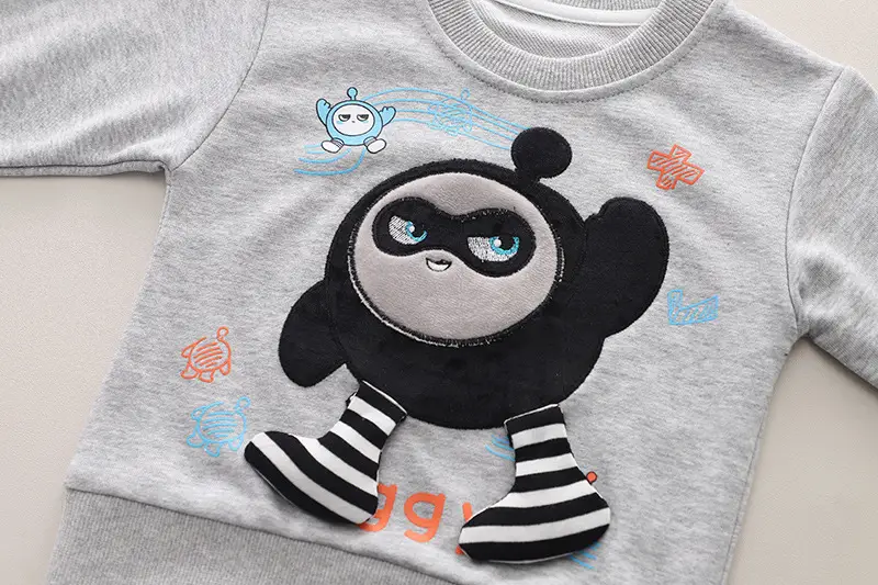 Boys Cotton Long Sleeve T-Shirt Blue UNO D Design — feature 7