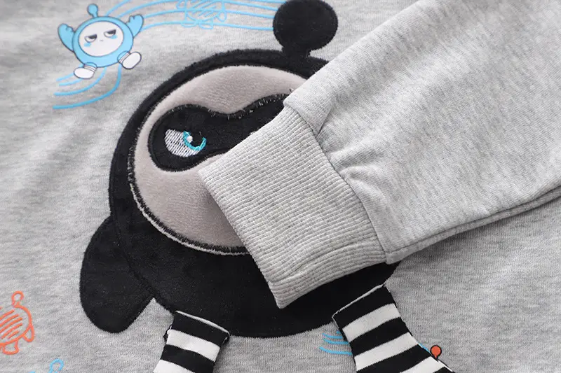 Boys Cotton Long Sleeve T-Shirt Blue UNO D Design — feature 8