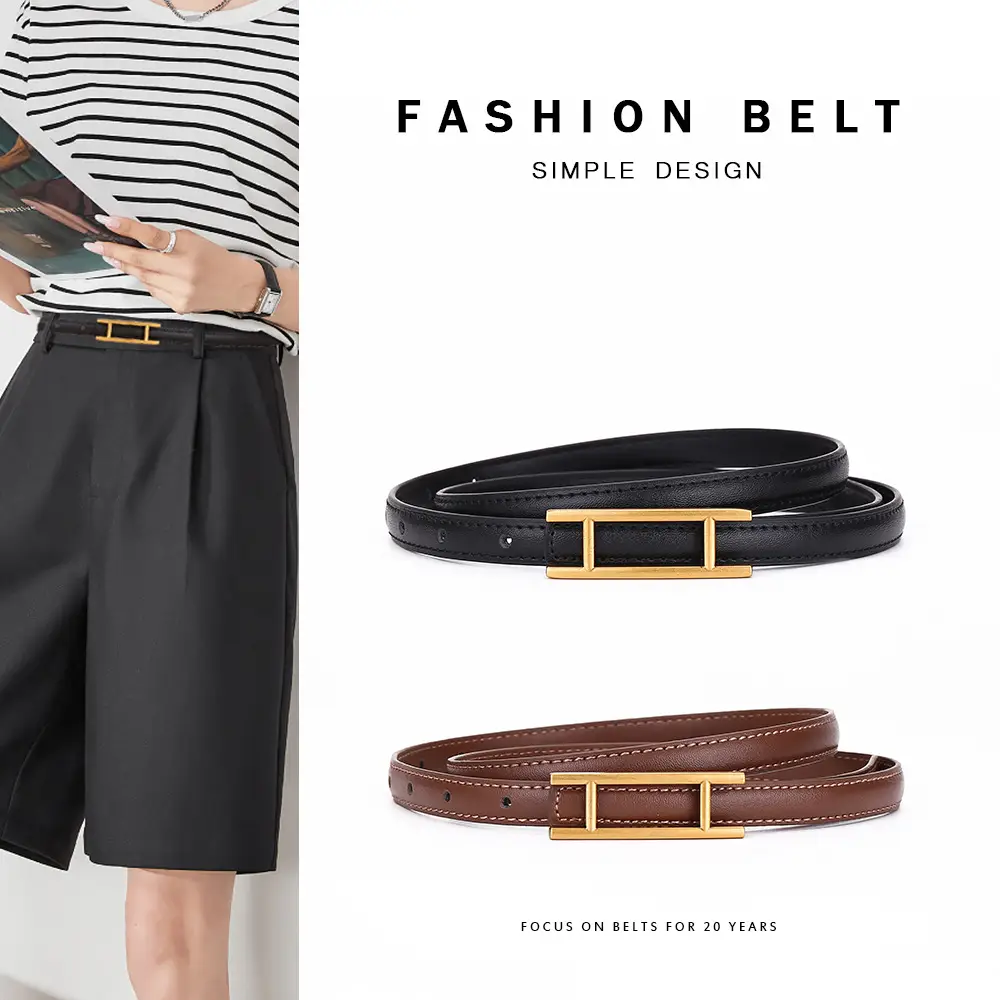 Women's White Leather Belt for Skirts Thin Business Fashion - Image 7