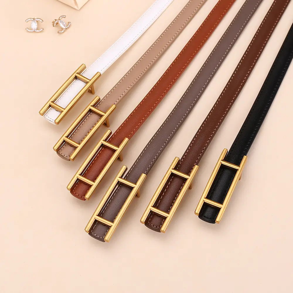 Women's White Leather Belt for Skirts Thin Business Fashion - Image 10