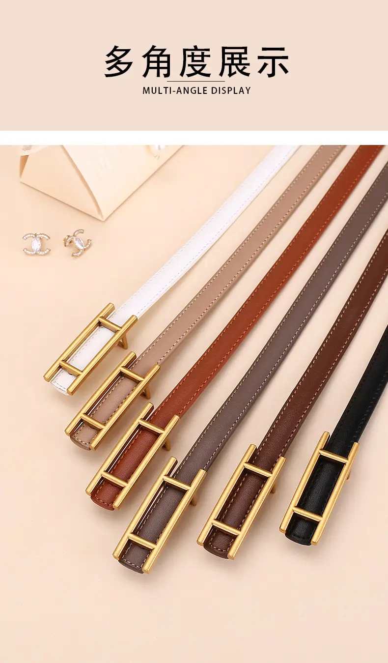 Women's White Leather Belt for Skirts Thin Business Fashion — feature 13