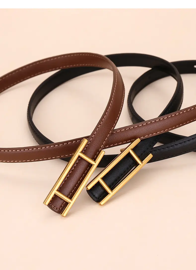 Women's White Leather Belt for Skirts Thin Business Fashion — feature 14
