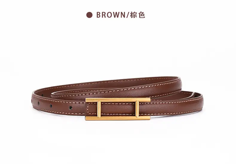 Women's White Leather Belt for Skirts Thin Business Fashion — feature 21