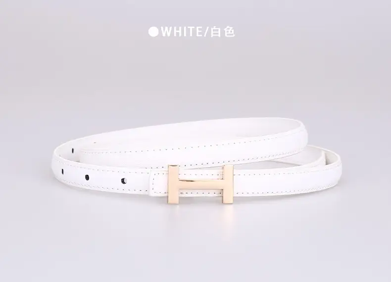 Women's White Leather Belt for Skirts Thin Business Fashion — feature 25